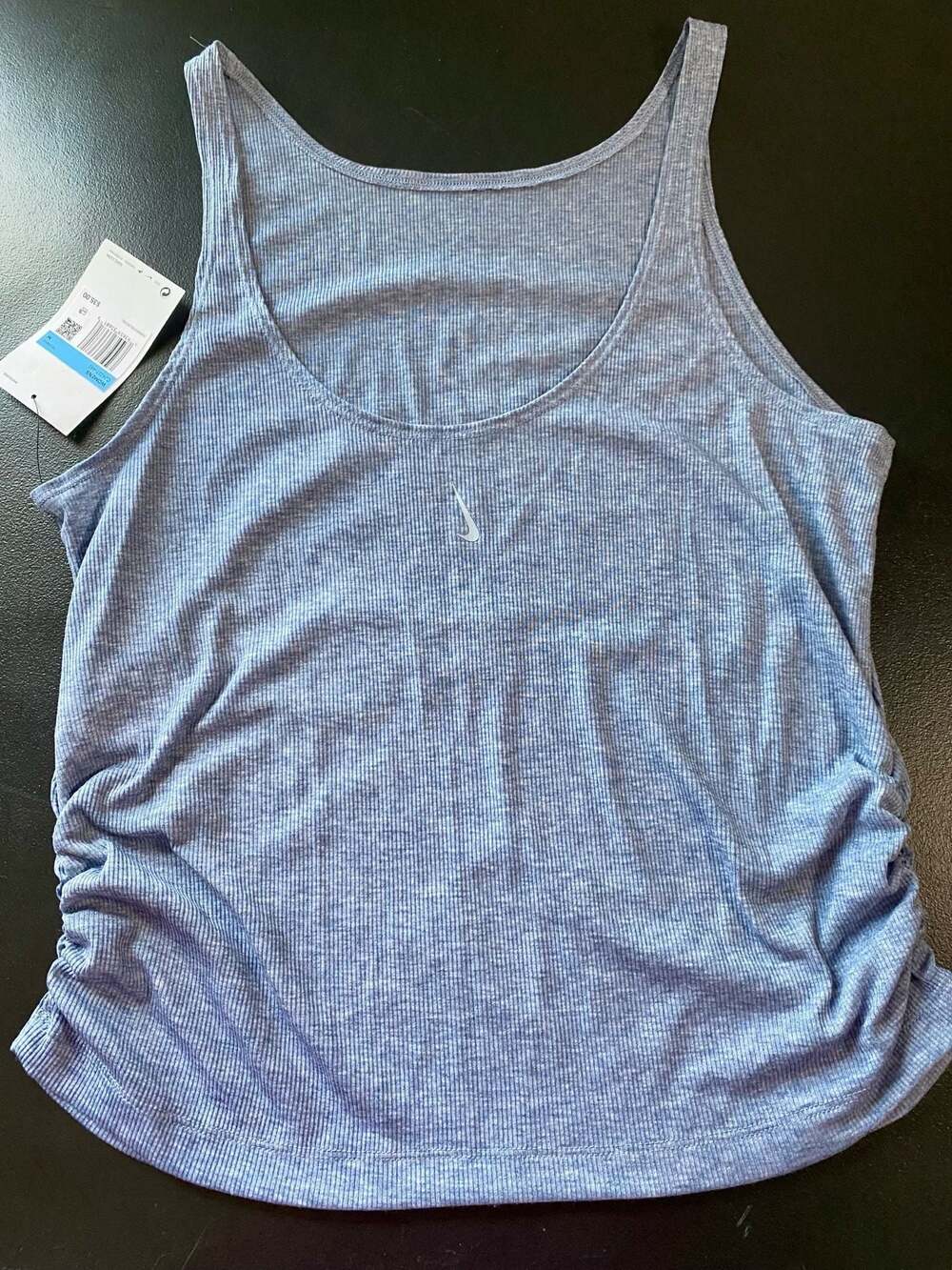 Nike Women's Training Ribbed Scoop Neck Tank Top Light Blue Heather (CJ4217-491)